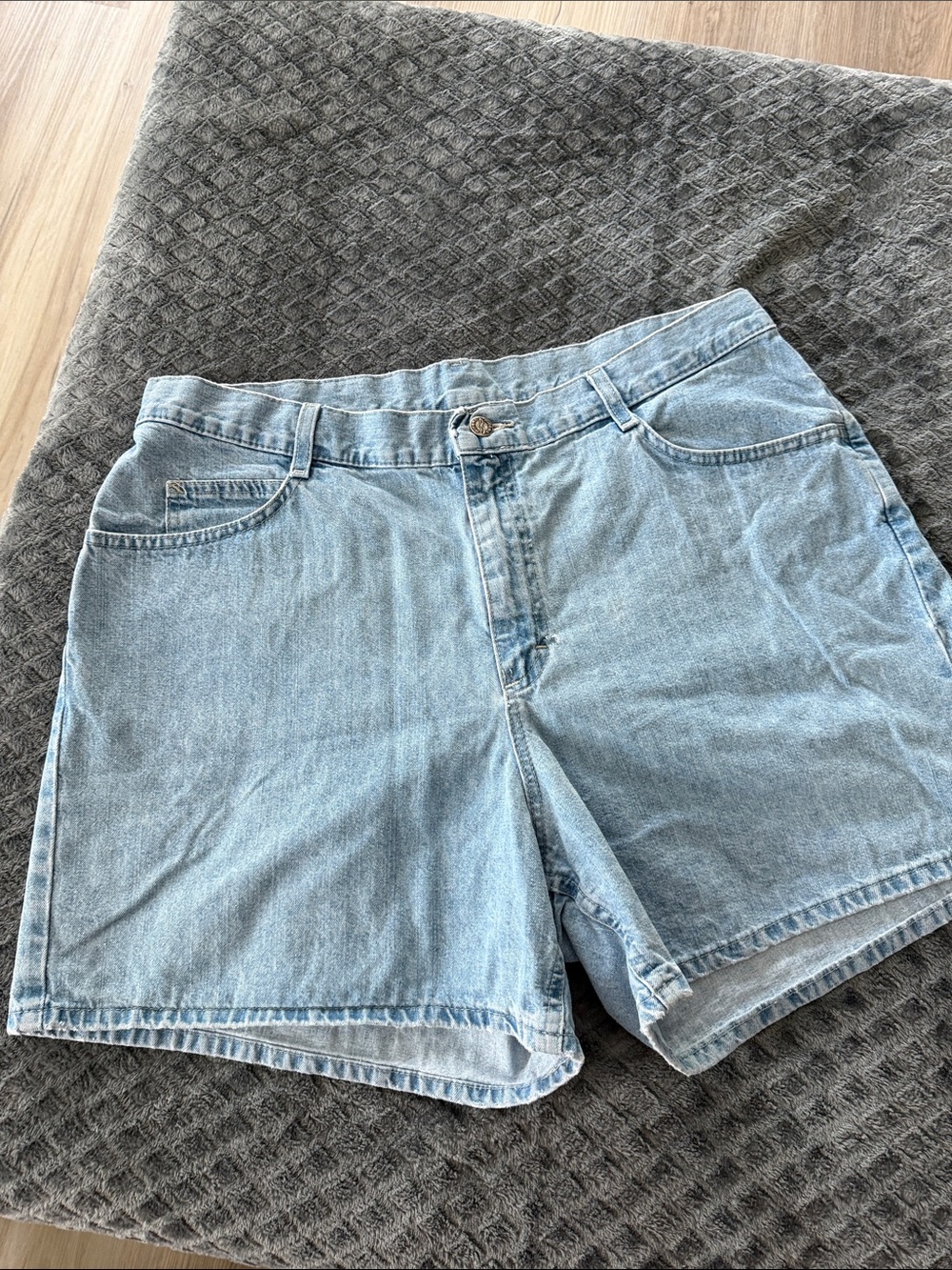 Washed Light Blue Denim Women’s Shorts - Classic Mid Rise